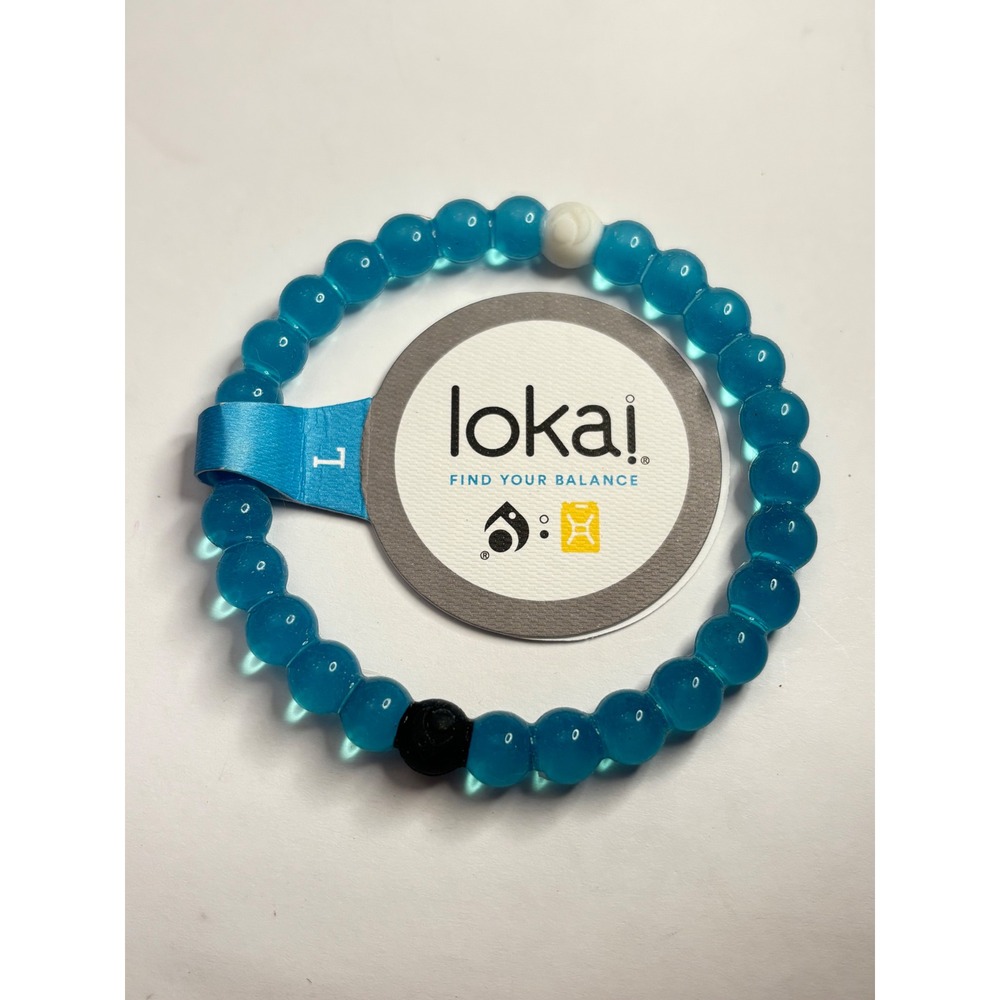 Lokai Classic Blue Stretch Bracelet Size L